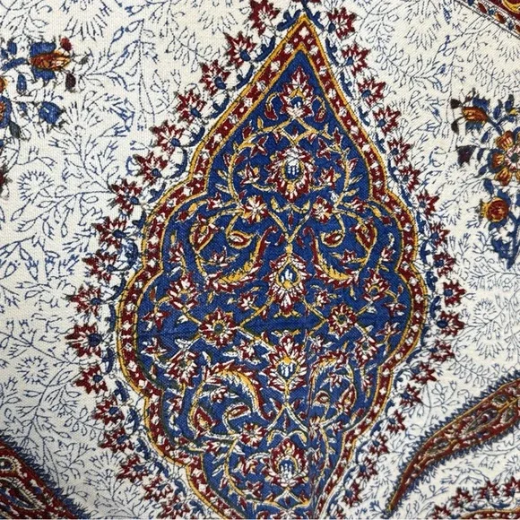 Vintage Round Tablecloth Isfahan Iran Hand Woven Paisley 45” Diameter Borkhar